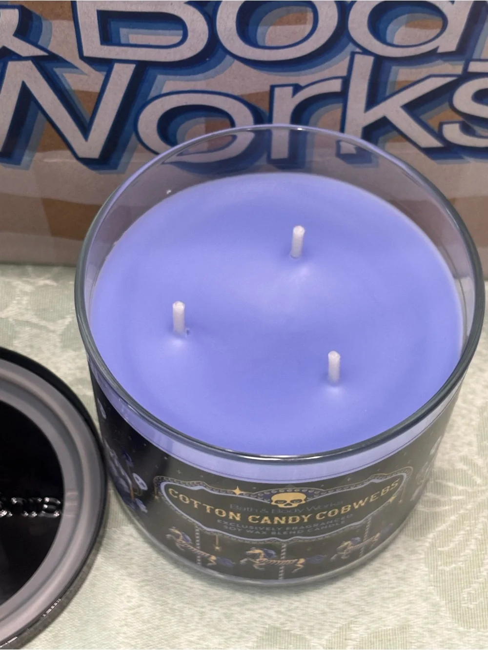 Bath & Body Works Cotton Candy Cobwebs Three Wick Scented Halloween Candle